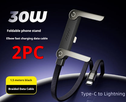 Fast Charging Foldable Bracket Data Cable 2-in-1 Data Wire Foldable Phone Tablet Stand Type-C To Type-C USB-A To Type-C